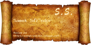 Samek Sándor névjegykártya